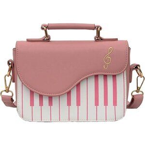Women's Pink Stylish Piano Shape Cross-Body Shoulder Strap PU Satchel Handbags